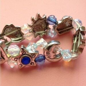 Blue silver day/night stretch bracelet